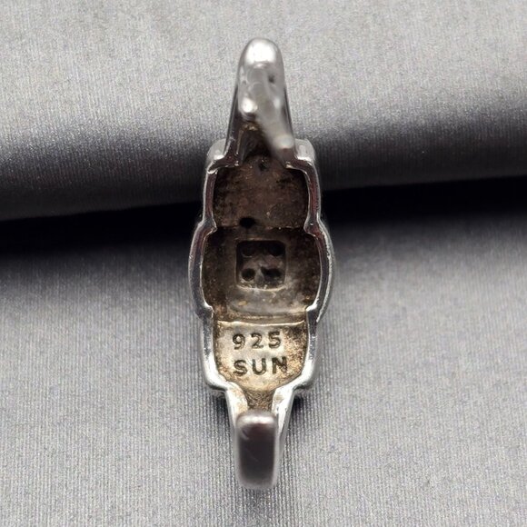 Sterling Silver & Black Rhinestone Half Hoop Post Earrings .75" Prong Setting - Picture 7 of 9